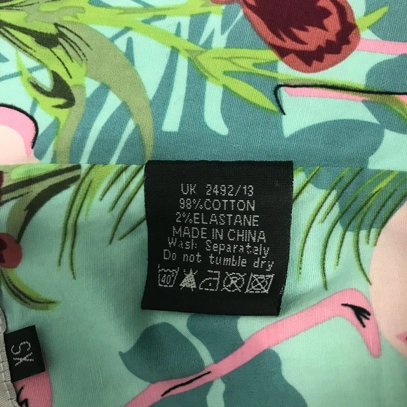 Hell Bunny Vixen Dress Womens XS Flamingo Tropical Fit & Flare V Neck Retro Flaw - Picture 6 of 12